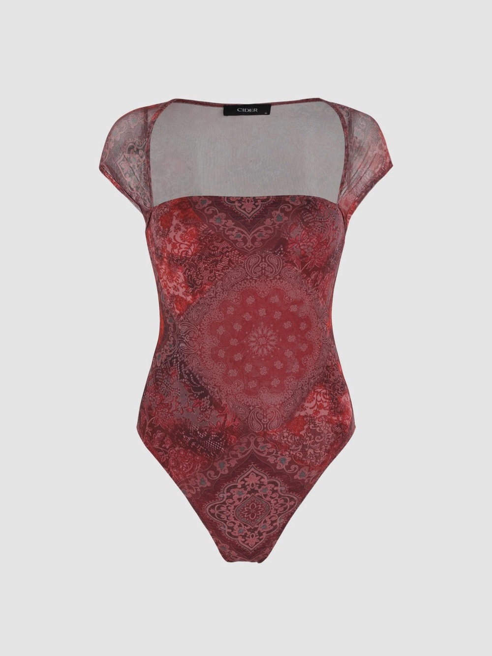 NWOT Cider Mesh Aztec Square Neck Bodysuit - Picture 3 of 7